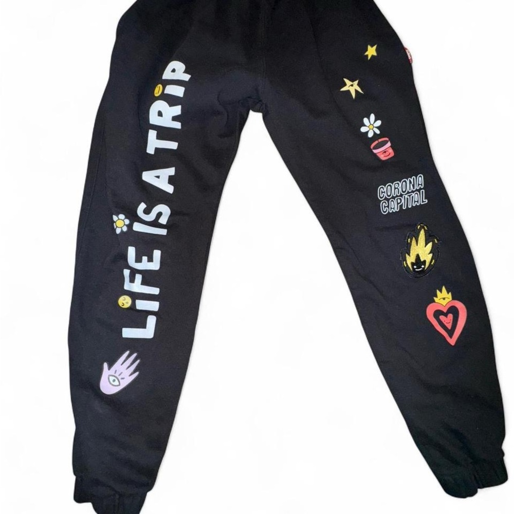 Graphic Black Women Joggers Size Medium